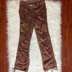 Brown vintage suede AC-3998 pants cargo style
